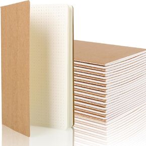 24 Pack 8.25x5.5 Inches Dot Grid Paper Notebook/ A5 Size Dot Journal Notebook, Dot Grid Subject Notebooks Wire-Bound with Kraft Cover, 30 Sheets/60 Dot Pages