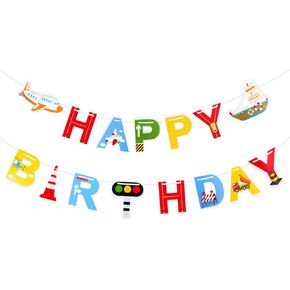 Happy Birthday Banner Large Transportation Banner for Happy Decoration Happy Sign Birthday Party Supplies for Boys and Girls Party