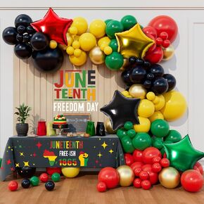 Juneteenth Balloon Arch Garland Kit for Red Black Green Black History Freedom Free-ish 1865 African American Independence Party Decorations (Red Black Green)