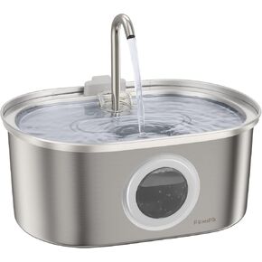 Stainless Steel Cat Water Fountain,108 oz/3.2 L Automatic Cat Water Fountain, Dog Water Dispenser with Detachable Water Tank, Water Fountains for Cats Indoor- Quiet Water Pump