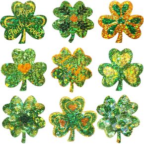 Fancy Land 500 Pcs Shamrock Stickers St. Patricks Day Stickers for Kids Glitter Lucky Clover Stickers St Patty’s Day Accessories Roll Holographic Green