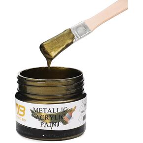 YongBo Metallic Acrylic Paint Brass, 100ml Brass Paint, Metallic Paint for Canvas, Rock, Stone, Wood, Fabric, Art Supplies