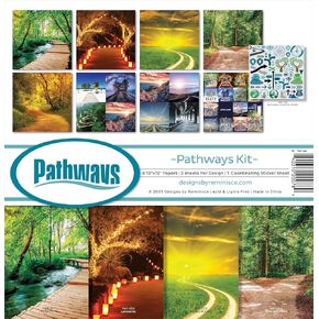 Reminisce Pathways Scrapbook Collection Kit,White, 12x12 inches