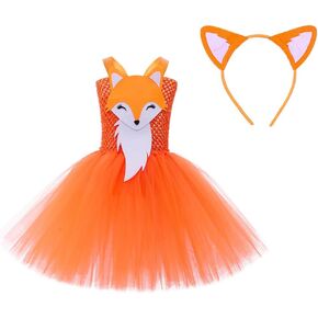 Girls Fox Costume Birthday Party Dress Halloween Cosplay Outfits
