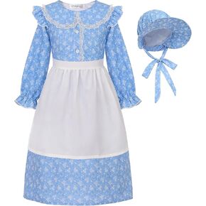 Pioneer Girl Costume Girls Prairie Dress Colonial Costume 1800s Pioneer Dress Halloween Pioneer Day Outfit