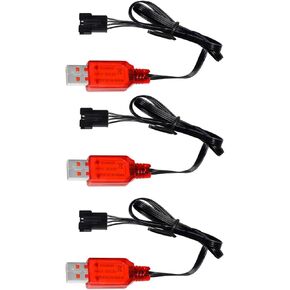 sea jump 3PCS 7.4V SM-4P Plug USB Charging Cable for DE36W DE65 HM202 EC08 EC16 DE85 RC Model Off-Road Vehicle M416 Electric Gel Ball Blaster Battery Charger