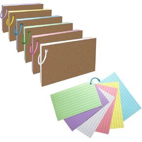 Colored Index Cards 3x5, 300PCS Flash Cards for Studying, Lined Note Cards with Rings for School, Office, Home