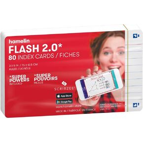 Flash 2.0-3x5 Flashcards/Index Cards 80ct White