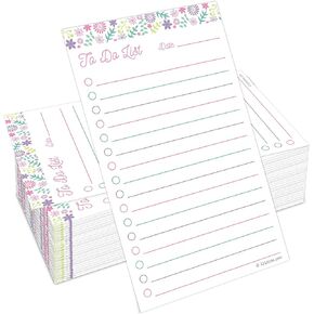 321Done To Do List Cards 3x5 (Set of 100) Vertical Index Cards, Double-Sided Notecards with Date To-Do Checklist - Thick Card Stock - Made in The USA, Floral Pastel