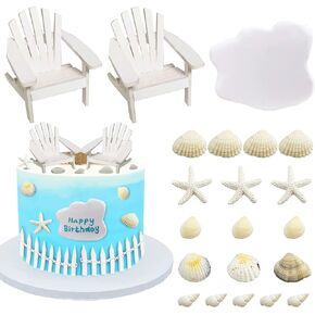 Beach Cake Topper Wedding Cake Topper Wooden Adirondack Miniature Beach Chair Mini Doll Furniture Top Decoration for Dollhouse Wedding Anniversary Beach Theme Cake Decoration