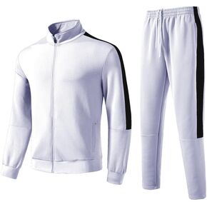 بدلة رياضية رجالي من KISSQIQI مكونة من قطعتين وسترة وسروال بسحاب كامل وأكمام طويلة طقم بدلة رياضية كاجوال للجري in Kuwait