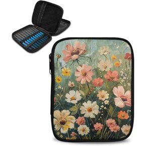 Crochet Hook Case Mushroom Frog Crochet Hook Holder Portable Crochet Hook Storage Bag with Web Pockets Suitable for Crochet Needles/Knitting Accessories