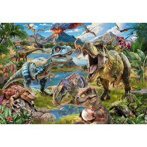 Puzzles for Kids Ages 4-6-8-10, Dinosaur World Puzzle 100 Pieces Jurassic Landscape Jigsaw Puzzles Educational Toys Gifts for Boys Girls