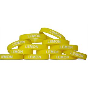 Novel Merk Lemon Yellow Party Favor & School Carnival Prize Silicone Rubber Band Wristband Bracelet (12 pieces)