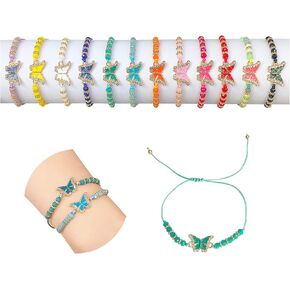 12pc Women Girl Rhinestone Butterfly Bracelet Value Set Kids Party Favor Adjustable Bracelet, Crystal