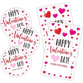 40 Pcs Valentine's Day Stickers - Full Print Loving Hearts - Round & Tag Shaped 2 Styles of Valentine's Day Stickers - Party Supplies for Valentine's Day Decoration - A05