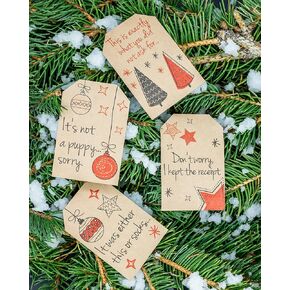 Natural Kraft Sarcastic Funny Gift Tags Holiday Present Stickers 2 x 3 Inch 100 Total Labels