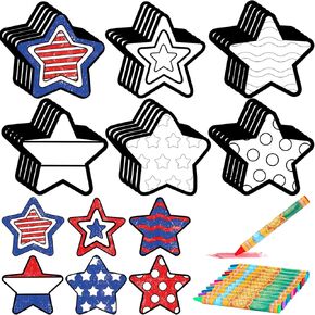 30 Pcs Star Patriotic Crafts Color Your Own Star Magnet DIY Coloring Patriotic Magnet Ornaments for Veterans Day Independence Day Party Favors Activities Decorations