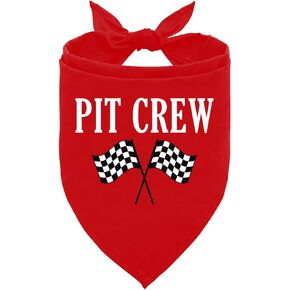 Pit Crew Dog Bandana: Checkered Flags Race Car Flag - Funny Cute Triangle Scarf for Small Medium Dogs (M)