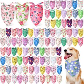 200 قطعة من الربيع الكلب bandanas للكلاب زهرة الكلب bandanas bulk floral dog kerchief مجموعة ناعمة الكلب bandanas لجرون الربيع ملحقات أزياء الكلب الصغيرة المتوسطة (25.6 x17.7 × 17.7 بوصة)