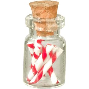 Dolls House Jar of Candy Canes Miniature Christmas Sweet Shop Store Accessory