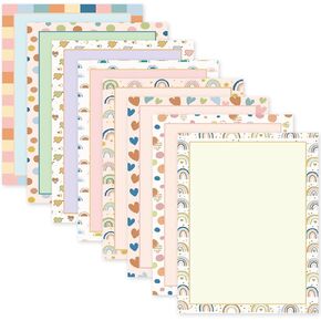 80 Sheets Boho Stationery Paper Rainbow Heart Letter Writing Paper 8 Designs Cute Computer Printer Paper for Notes Greeting Cards Invitation Office School Printing, 8.5 x 11 Inch