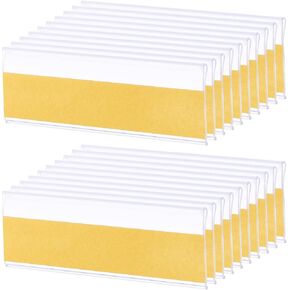 uxcell 30 Pcs Self Adhesive Label Holder, 3 x 1 Inch Shelf Tag Label Holders PVC Shelf Tag Index Card Pockets for Bookshelf Mailbox Shelves Storage Bins Library