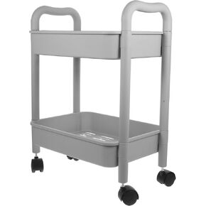 Luxshiny 2-Tier Rolling Cart, Plastic Rolling Utility Cart with Wheels Lightweight Rolling Storage Cart Organizer Storage Trolley for Kitchen Bathroom Living Room