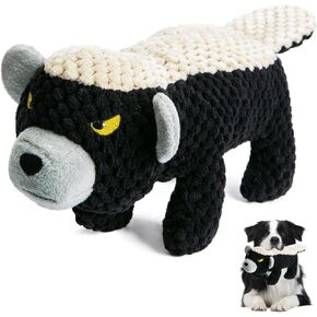 Squeaky Dog Toys, Puppy Toys for Teething, Stuffed Crinkle Pet Toys, Plush Dog Toys, Interactive Dog Chew Toy for Small,Medium and Large Breeds (Honey Badger)