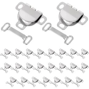 25 Sets Sewing Hooks and Eyes Closure, 17mm Metal Hook and Eye Sewing Clasp Snaps Fasteners Kit Replacement for Trousers Pants Clothing DIY Craft (Silver)