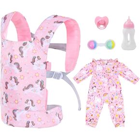 5 Pcs Doll Carrier and Accessories for 16-22 Inch Doll, Baby Doll Carrier for 17 Inch Baby Doll, Doll Stuff Carrier Backpack Set for 18 Inch Doll