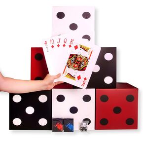 15pcs كازينو ديكورات الحفلات ، 6pcs 11 بوصة ديكور الزهر ، 2pcs أوراق اللعب ، 1pcs أوراق اللعب Jumbo ، 12pcs الزهر ، مثالية لليالي اللعبة وحفلات الكازينو والألعاب العائلية
