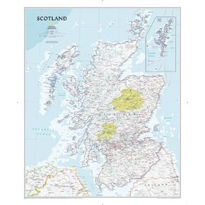 National Geographic Scotland Wall Map - Classic - Laminated (30 x 36 in) (National Geographic Reference Map)