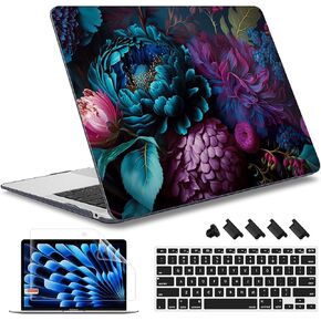 May Chen Compatible with MacBook Air 13 inch Case (Models A1369 & A1466, Older Version 2010-2017 Release), Plastic Hard Shell Case with Keyboard Cover & Screen Protector, Clear Star Bows