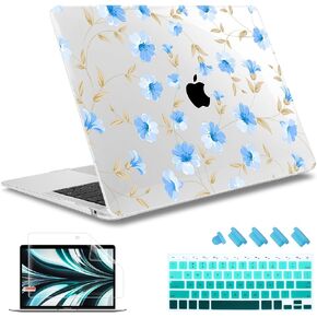 May Chen Compatible with MacBook Air 13 inch Case (Models A1369 & A1466, Older Version 2010-2017 Release), Plastic Hard Shell Case with Keyboard Cover & Screen Protector, Clear Star Bows
