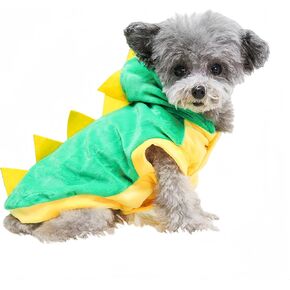 Dog Dinosaur Costume - Pet Outfit Clothes Hoodie with Spiked Design, Funny Pet Halloween Apparel for Small Medium Dogs Cats, L
