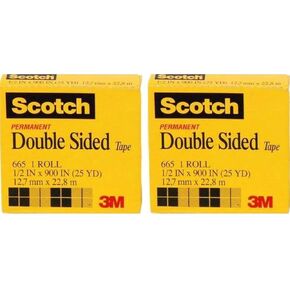 3M 10383 2 Count Double-Sided Tape, 1/2" x 900", Clear