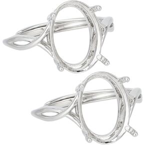 2 Pcs 4 Claw Ring Blank, 18.6mm Adjustable Brass Ring Bases Prong Ring Settings Finger Ring Components Gemstones Cabochon Setting for DIY Ring Jewelry Making, Platinum