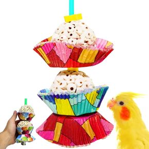Bonka Bird Toys 1932 Two Cake - Medium-Sized, Natural Sola Balls, Colorful Shreddable Parrot Cage Toy