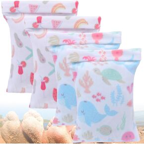 Mity Rain 4pcs مزيل الرمال للشاطئ ، ومسح الرمال قبالة كيس إزالة الرمل ، وملحقات الشاطئ الخالية من الرمل للمرأة (بيضاء) ، صغيرة