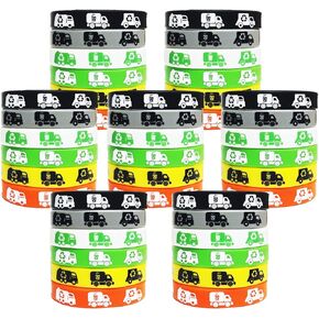 48 Garbage Truck Themed Party Silicone Wristband Bracelets - Rubbish truck Themed Baby Shower Birthday Waste Management Recycling Party Supplies Decorations Favors Rubber Bracelet