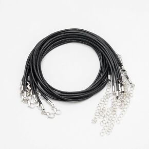 10 Pcs 2.0mm Leather Necklace Cords with Clasp,Waxed Cords,Necklace Ropes for Pendants and Jewelry Making(Black)