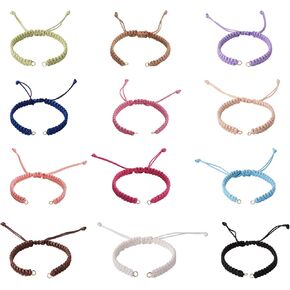 Beadthoven 12pcs Adjustable Braided Cord Woven Bracelets Making, Wave Rope Thread Handmade Bracelet Slider Wrap Friendship Bracelet with Jump Rings for Jewelry Making DIY Crafts Supplies