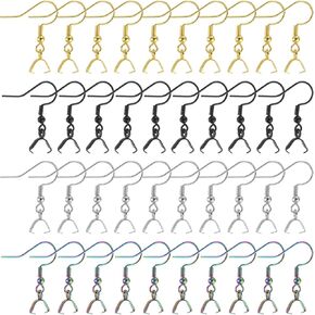 uxcell 40Pcs Stainless Steel Earring Hooks, Ear Wires Fish Hook French Earring Hooks with Pinch Bail Clasp Earring Findings for DIY Jewelry Making, Mixed Colors
