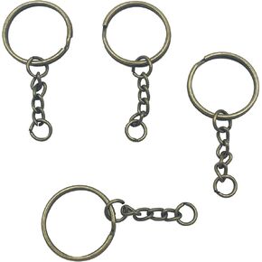 1 Inch/25mm Split Keyrings with Chain Bronze Keychain Ring,Key Chains Rings Parts with Open Jump Ring and Connector 100 Sets A076
