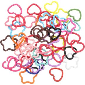 uxcell 50Pcs Open Jump Rings, 16mm Colorful Star Heart Connectors for DIY Crafts Bracelet Necklaces Jewelry Making, 1 Set of Multi Color