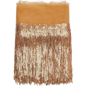 INFUNLY 10 Yards Gold Sewing Sequin Fringe Trim 7.87 inch Wide Sparkle Sequins Lace Tassel Trim Metallic Sequin Trim for DIY Craft Clothing Garment Crafts Skirts, Dance Party Dress,Curtain Accessorie