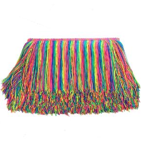 Yalulu 10 Yards of 12 inch Chainette Fringe Trim Tassel Sewing Trim, Rainbow Polyester Tassel Fringe Trimming for DIY Latin Dress Stage Clothes Accessories