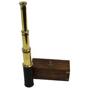 شراء العلوم 78TELE15 التلسكوب النحاسي المحمول مع صندوق خشبي ، 15 "