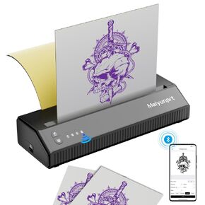 طابعة الاستنسل الوشم ، آلة طابعة الوشم اللاسلكية مع ورقة نقل 10pcs ، طابعة الاستنسل الحرارية بلوتوث ، لوازم الوشم لفنانين ومبتدئين الوشم